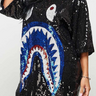 Black "Monster" Glitter Oversized Shirt Dress - The Fashion Unicorn