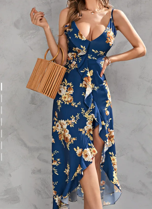 Women's Summer Print Sexy Slit Sling Dress - The Fashion Unicorn