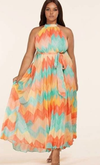 Curve Watercolor Dress with Open Back - The Fashion Unicorn