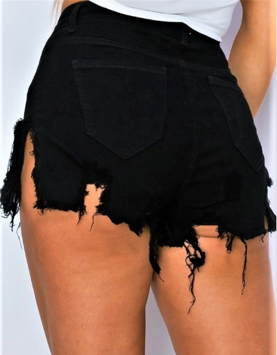High Rise Black Distressed Fringe Booty Shorts - The Fashion Unicorn