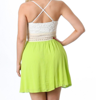 Tank Dress with Crochet Middle and Lace Top - The Fashion Unicorn