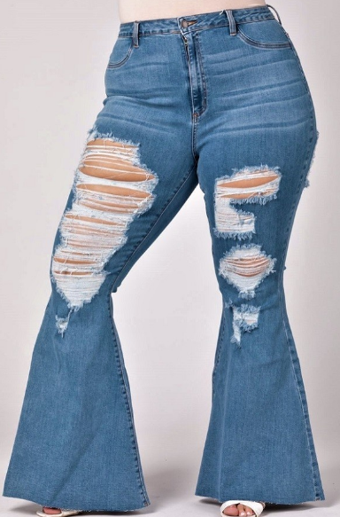 Curve Plus Size Bell Bottom Jeans - The Fashion Unicorn