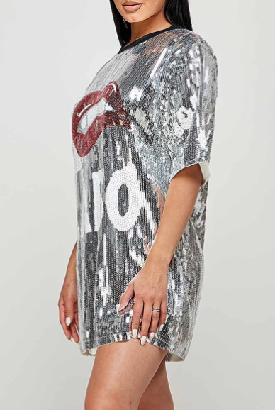 Silver Glitter Oversized Shirt Dress - The Fashion Unicorn