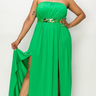 Curve Green Maxi Dress with High Slits - The Fashion Unicorn