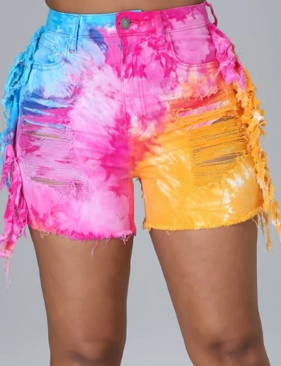 Tie-Dye Distressed Jean Shorts - The Fashion Unicorn