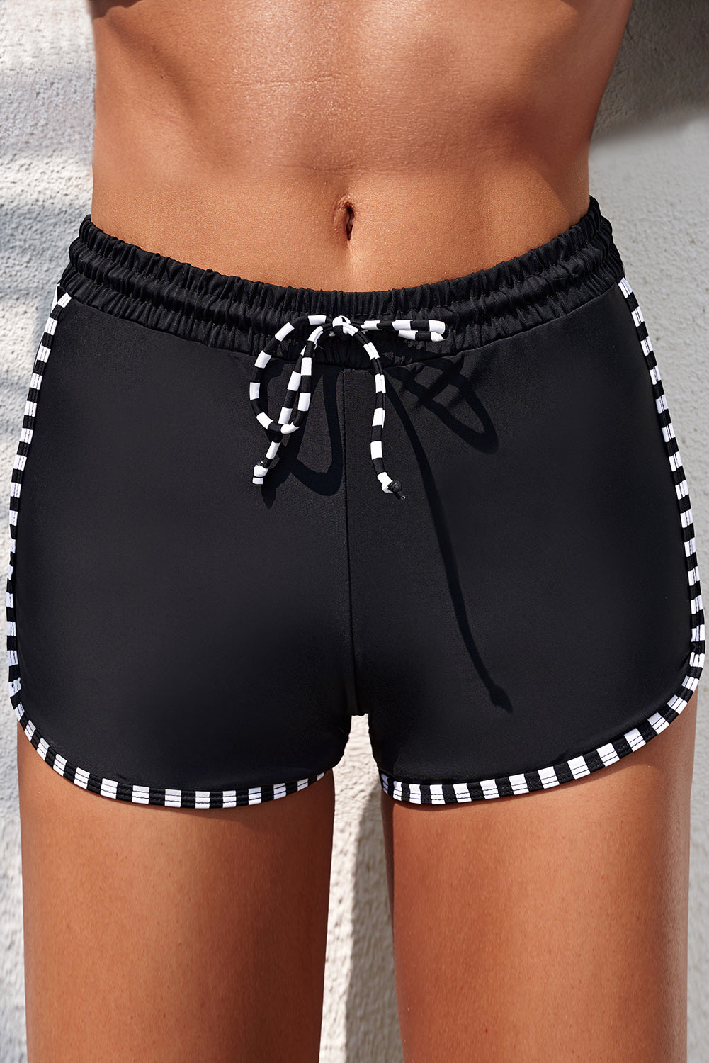 Full Size Contrast Drawstring Waist Swim Shorts - The Fashion Unicorn