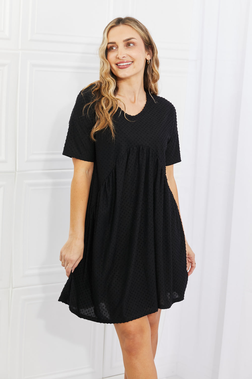 BOMBOM Another Day Swiss Dot Casual Dress in Black - The Fashion Unicorn