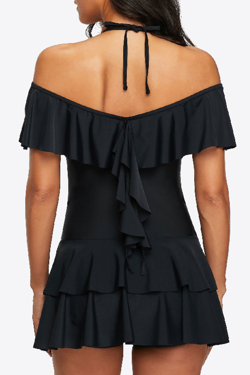 Ruffled Cold-Shoulder Two-Piece Swimsuit - The Fashion Unicorn