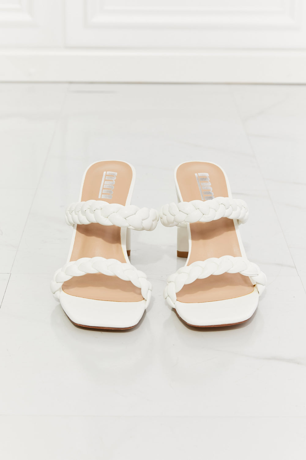 MMShoes In Love Double Braided Block Heel Sandal in White - The Fashion Unicorn