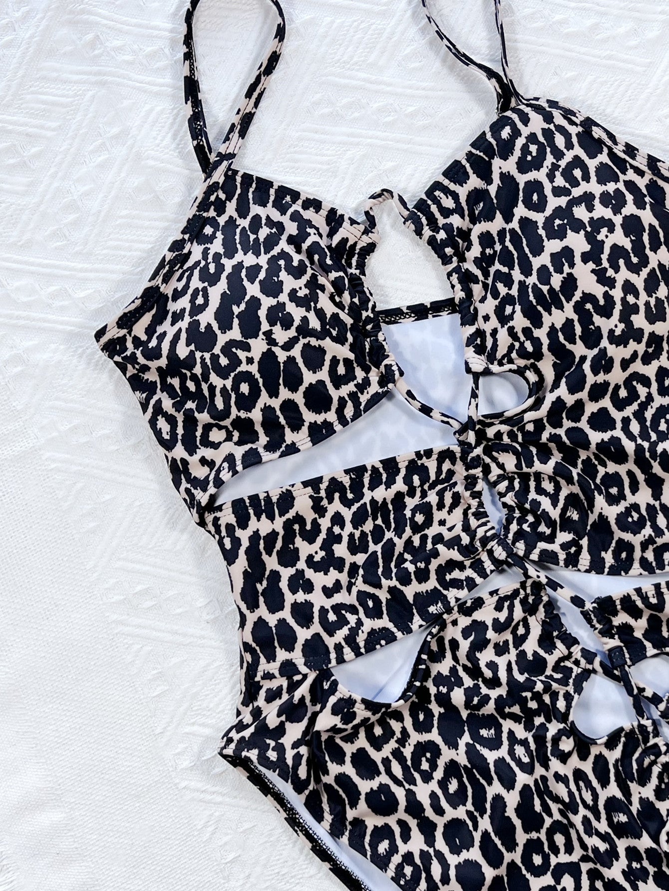 Leopard Cutout Tied One-Piece Swimsuit - The Fashion Unicorn