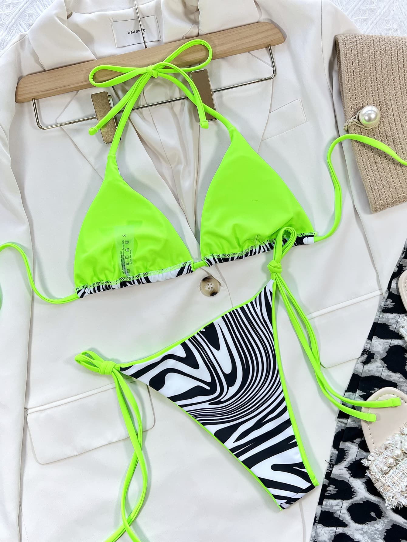Zebra Print Halter Neck Bikini Set - The Fashion Unicorn