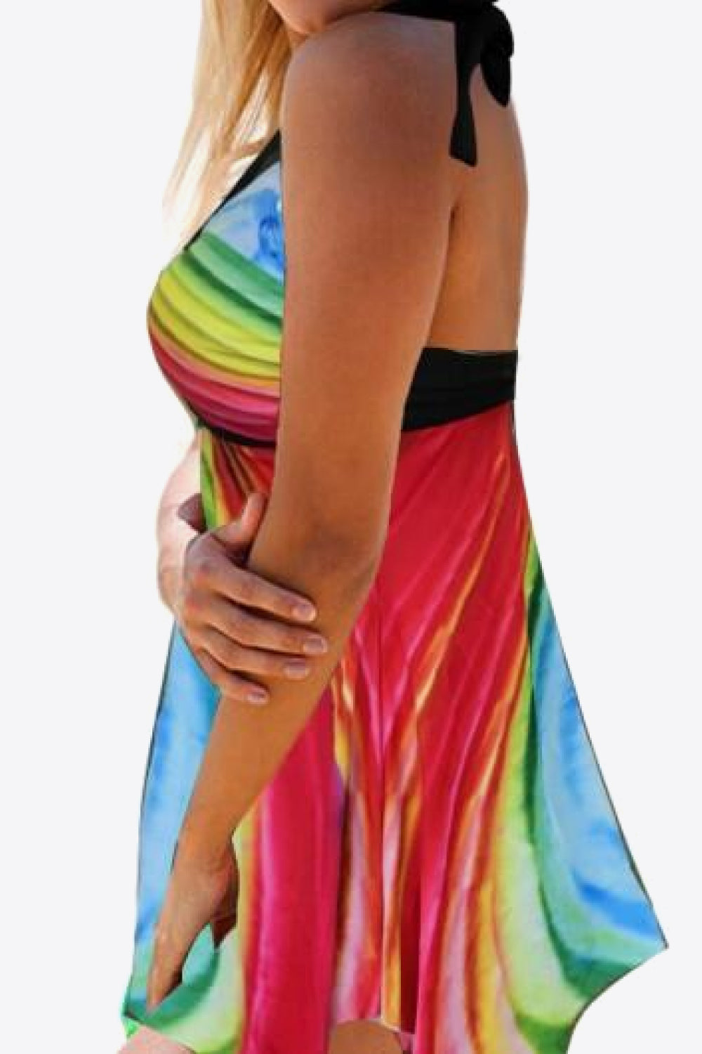 Multicolored Halter Neck Two-Piece Swimsuit - The Fashion Unicorn
