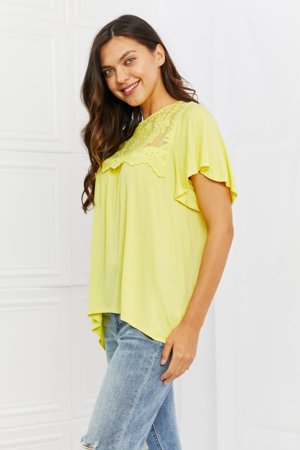 Culture Code Ready To Go Full Size Lace Embroidered Top in Yellow Mousse - The Fashion Unicorn