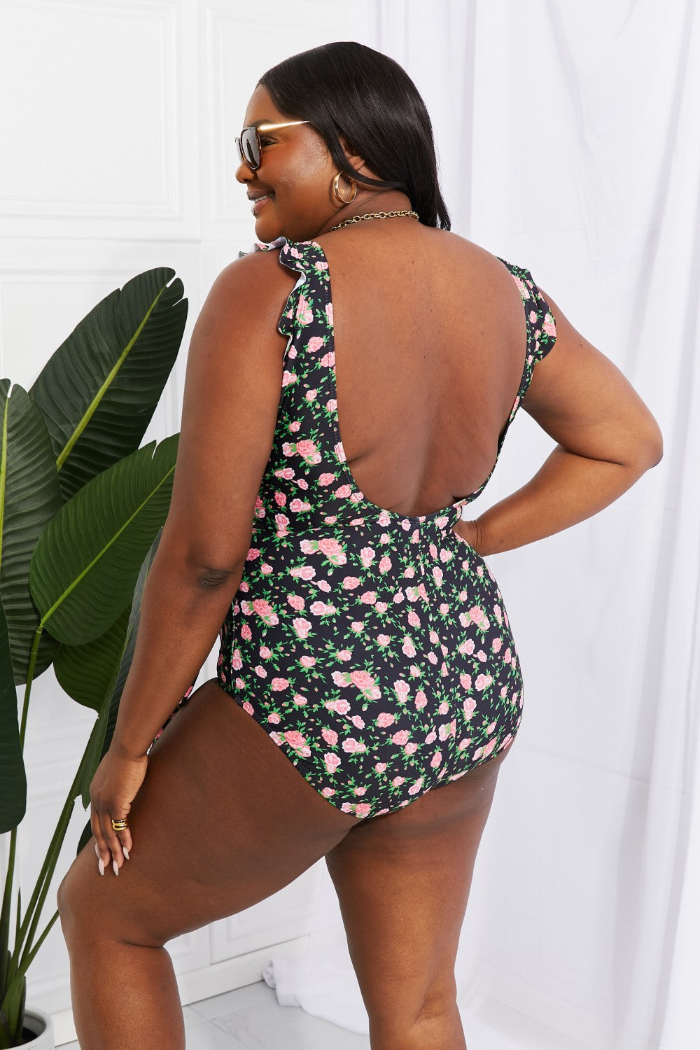 Marina West Swim Full Size Float On Ruffle Faux Wrap One-Piece in Floral - The Fashion Unicorn