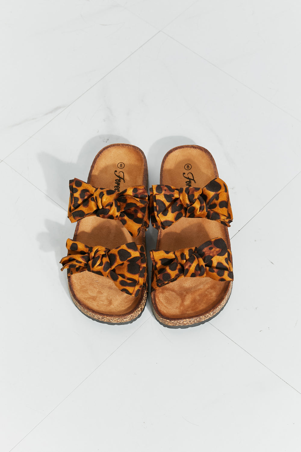 Forever Link Fiercely Feminine Leopard Bow Slide Sandals - The Fashion Unicorn